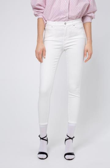 Jeansy HUGO Charlie Super Skinny Fit Cropped Białe Damskie (Pl49365)